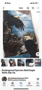 Endangered Species Bald Eagle 100% Silk Tie - Picture 1 of 18