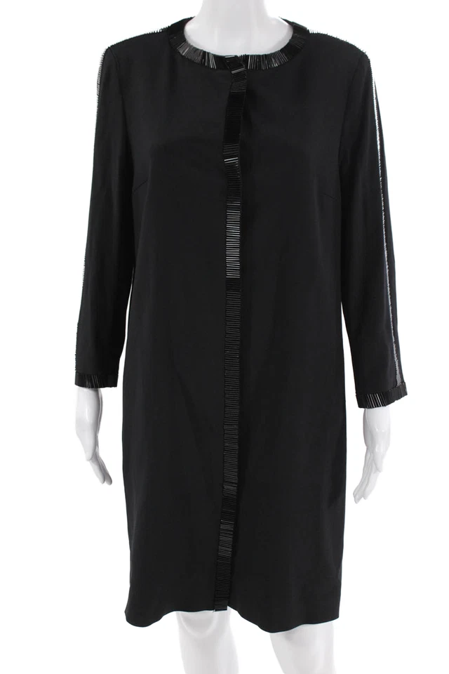 Escada Women Shift Dress Black Long Sleeve Knee Length Size 38 - Image 1 of 4