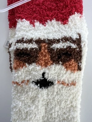 Calcetines antiguos azul marino de Papá Noel afroamericanos acogedores mullidos suaves cálidos, agarre nuevos con etiquetas Foto 1 de 4