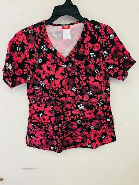 Dickies GENFLEX Women's Scrubs Top "GARDENS GALORE"  82724 GRGA SIZE SMALL D1 - Image 1 of 1