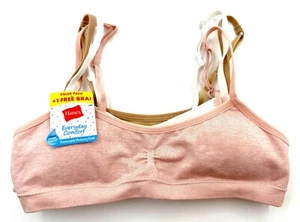 Hanes Training Bras Girls Sz S Comfort Padded 3 Pack Pink White Beige Modest New - Picture 1 of 8