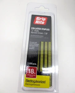 Lot of 4 Grip Rite GRL12M L Style Narrow Crown Staple 7/8" 18-Gauge 1,000pcs - Picture 1 of 3