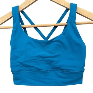 Lululemon Long Line Energy Sports Bra Teal Blue Cross Back Pullover Size 4 - Picture 1 of 6