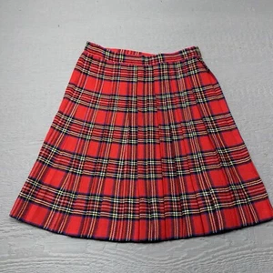 Teachers Pet Wrap Skirt Youth 14 Red Plaid Pleated School Flannel Uniform - Picture 1 of 10