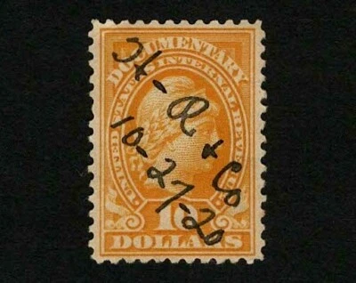 US Revenue 1917 R245 Documentary Tax Stamp $10 Orange Used - Image 1 of 2