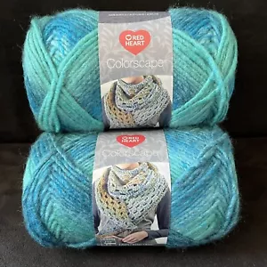 (2) Red Heart COLORSCAPE Yarn MYKONOS #9058 Blue Green, 3.5 oz. - Picture 1 of 7