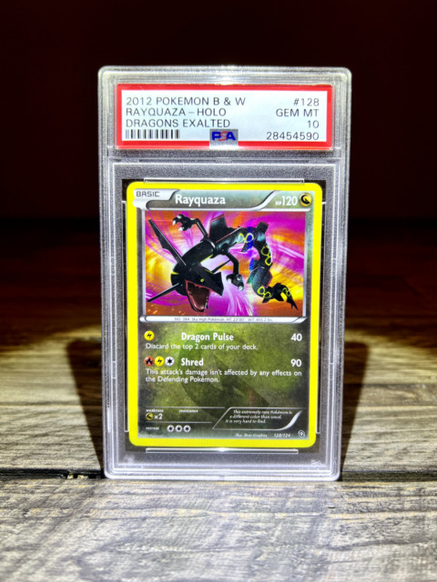 pokemon rayquaza 128/124 Dragons Exalted Ultra Rare Holo Shiny Pokemon Card