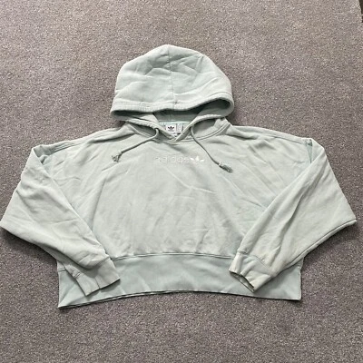 Adidas Hoodie Extra Large XL Light Green Cropped Sweatshirt Pullover Ladies - Image 1 of 4