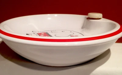 Plato de calentamiento vintage alemán para niños plato para servir elefante rojo florers Foto 1 de 4