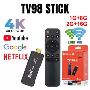 TV98 4K Android 12.1 Smart TV Stick 2.4G 5G WiFi TV Box Reproductor multimedia Ultra HD Reino Unido - Imagen 1 de 14