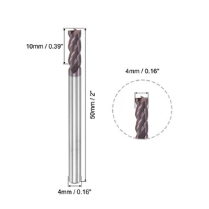 4mm Dia 4mm Shank 50mm Long HRC55 Carbide AlTiN Coated 4 Flute Square End Mill - Picture 1 of 6