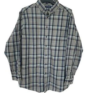 Roundtree & Yorke Mens Shirt  2XT Button Plaid Green Long Sleeves Pocket Cotton - Picture 1 of 12