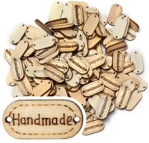 100 x Botones de Madera Handmade, Colores Naturales con 2 Agujeros para Coser, 24mm x 12mm - Imagen 1 de 3