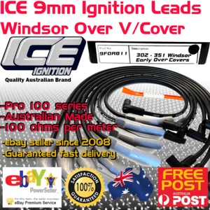 ICE PRO 100 9mm Spark Plug Leads V8 302-351 Windsor Over R/Covers Black HEI MSD - Picture 1 of 7