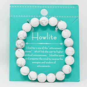 White Howlite Crystal Gemstone Elastic Charm Bracelet Attunement Stones - Picture 1 of 1