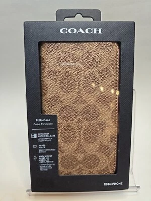 COACH NEW YORK Folio 3 Card Slots Wallet Case For Apple iPhone 16 - 6.1" (Tan) - Image 1 of 4