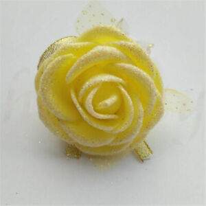 3Pcs Bridal Bridesmaid Hand Wrist Corsage Wedding Elegant Rose Flower Scrunchie