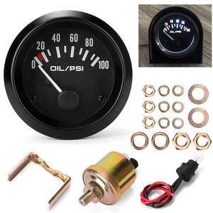 2 Inch Oil Pressure Gauge Meter Kit with Sensor Instrument Rack 100 PSI 12V O7L8 - Picture 1 of 11
