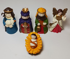 Christmas Mini Nativity Scene Lot of Five Wise Men, Shepherd, Angel, Baby Jesus