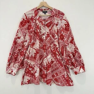 Autograph Top Women 24 Romantic Red French Cuff Shirt Heritage Button Up NEW - Picture 1 of 12
