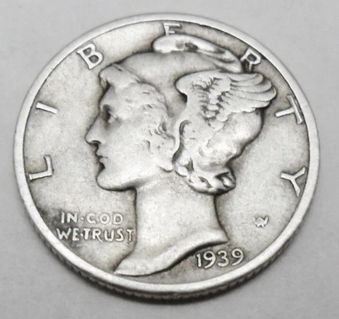 1939 D MERCURY DIME *90% SILVER*    *VF - VERY FINE*    **FREE SHIPPING** Cover