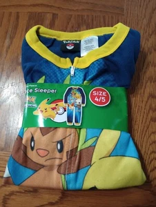 Boys Pokemon One Piece Sleeper Fleece Pikachu Boys Size 4/5 - Picture 1 of 4