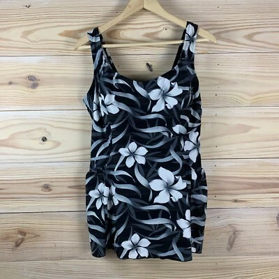 NWT Indigo Bay Swimsuit 20W Black Tropical Swim Tank Dress - Image 1 of 4