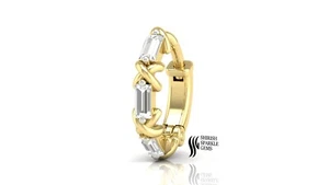 14K Lab grown Diamond nose ring cartridge daith piercing Gold - Picture 1 of 5