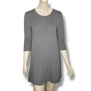 Garnet Hill A Line Seamed Tunic Womens Small Gray Striped Top - Picture 1 of 9