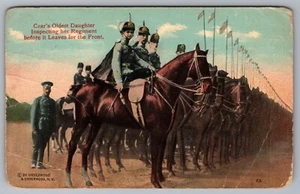 Russian WWI Czar Nicholas II Daughter Olga Military Inspection postcard D6 - Picture 1 of 2