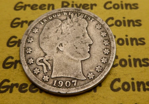 1907-o  Barber Liberty Quarter   #A8-07-o Better  Grade  COIN Cover