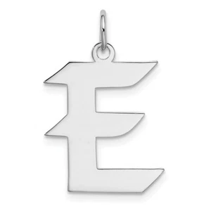 Sterling Silver Artisan Block Letter E Initial Charm Pendant 0.83" - Picture 1 of 4