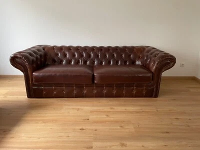  Chesterfield Braune Leder Couch /Sofa , 4Sitzer - Bild 1 von 4