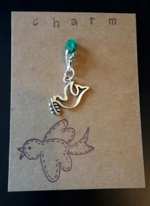 CLIP ON CHARM TAUBE MIT OLIVENZWEIG FÜR ARMBAND SCHLÜSSELRING HANDTASCHE REISSVERSCHLUSS - Bild 1 von 4