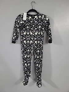 Carter's Size 4 Kid Girls Bunny Floral Fleece Footie Pajamas Black Sleeper - Picture 1 of 11