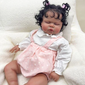 Reborn Baby Dolls African American 24in Sleeping Realistic Black Baby Doll Girl - Picture 1 of 5