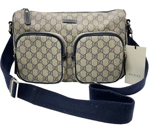 Authentic Gucci GG Supreme 246881002123 PVC Leather Navy Crossbody Bag NS031257 - Picture 1 of 17