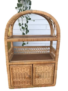 Korb Rattan Bogen Regal Schrank Aufbewahrung Böhmisch Tropisch Boho 🙂 Vintage Dekor - Bild 1 von 14