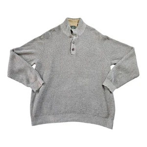G.H. Suéter Henley tejido gris XXL Bass & Co. para hombre con cuello con botones y vellón - Imagen 1 de 5