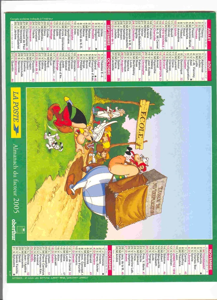  CALENDRIER  2005 ORIGINAL ASTERIX OBELIX IDFIX CHEMIN DE L'ECOLE - LE BANQUET - Photo 1/1