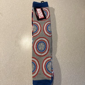 Captain America Shield Knee High Crew Sock One Size 3 pair - Picture 1 of 5