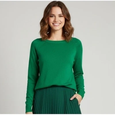Suéter Minnie Rose Kelly Verde 100% Cachemira Cuello Redondo XS Ligero Informal Foto 1 de 4