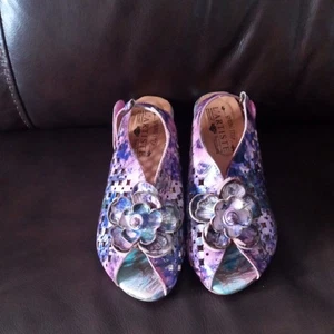 L'Artiste Spring Step Lovella Women's US 6 Multi Purple Leather Sandal New Box - Picture 1 of 10
