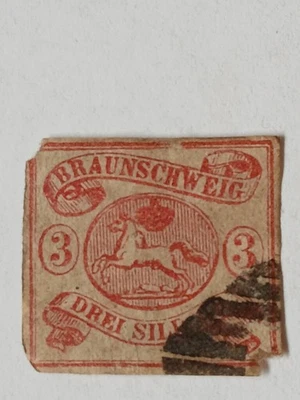 BRAUNSCHWEIG, Mi 3, 3 SGR, VERMILION, USED - Image 1 of 2