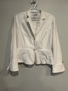 Blazer De Colección Joseph Ribkoff Blanco Esmalte Botones Detalle Cadena Mob Esposa Talla 10 - Imagen 1 de 5