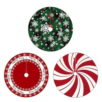 Polyester Fabric Christmas Tree Skirt Tree Foot Cover  New Year Party - Image 1 of 4