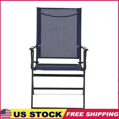 Juego de 2 sillas de patio plegables para patio al aire libre, sillas portátiles con estructura de acero Nuevo Foto 1 de 4
