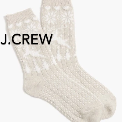 全新 女式 J.Crew 工厂轻质粗瓷 罗纹 Fair Isle 裤袜 尺寸:OS — 第 1/4 张图片
