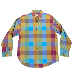I.O.U. vintage Camisa Abotonada Para Hombre Pequeña Resistente Cuadros Grandes Colores Otoño - Imagen 1 de 13