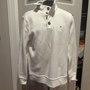 Tommy Hilfiger Mens White Pullover Long Sleeve Button Medium 100% Cotton NWT - Picture 1 of 16